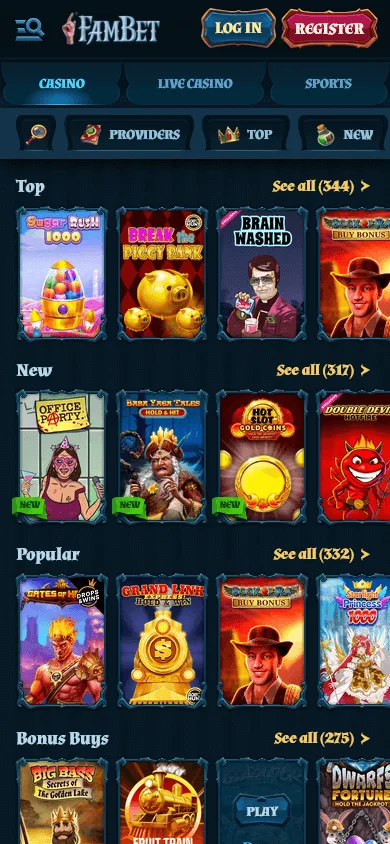 Fambet Casino mobile browser games area